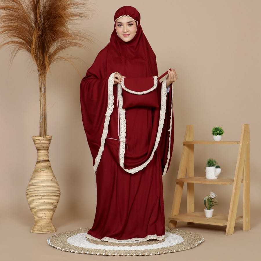 Mukena JUMBO DIFA Rayon Polos Renda Rajut Khadijah hadijah