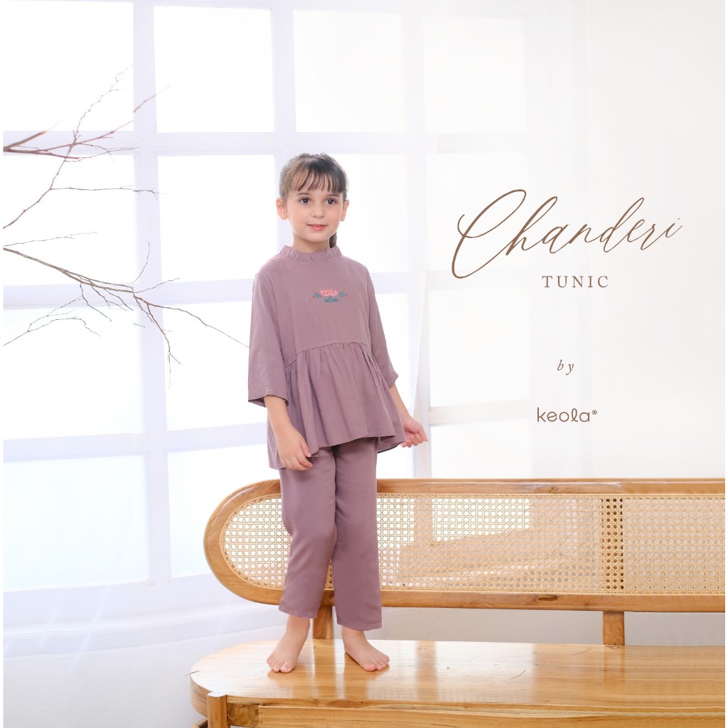 CB -(Size 6 - 10Tahun)  Keola Setelan Anak Perempuan Chanderi Tunik Set Dress Gamis / Baju Tunik ana