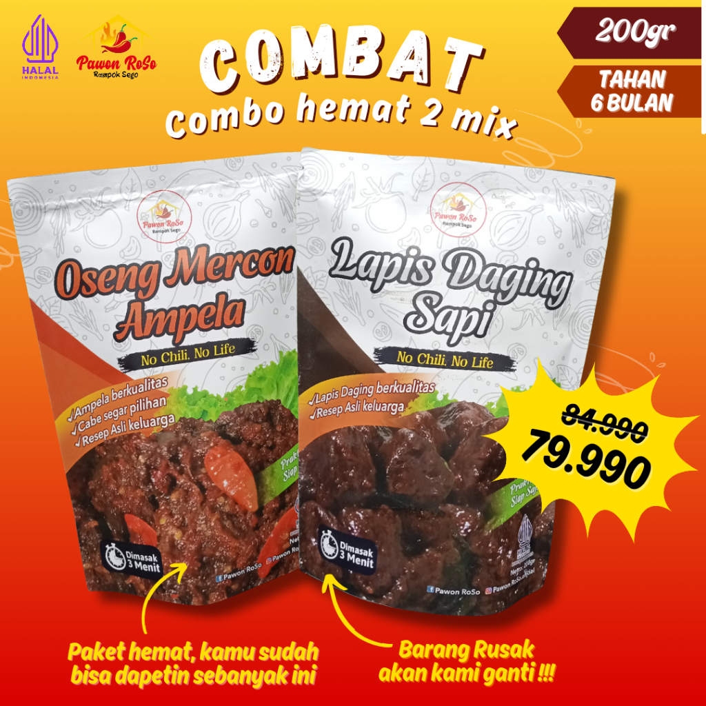 

COMBAT (Combo Hemat) 2 Mix /Oseng Ampela/Lapis Daging (200 gr)