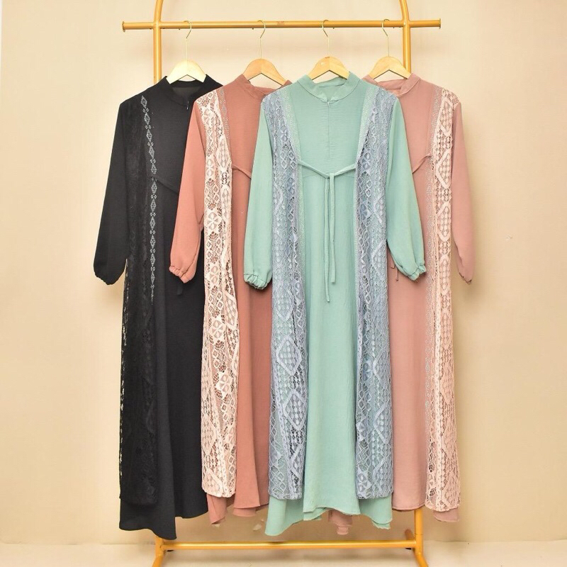 Mayra Dress/Gamis Brukat swarovski/Crinkle Airflow/Gamis Brukat/Gaun Maxy/Muslim/Gamis lebaran/M L X