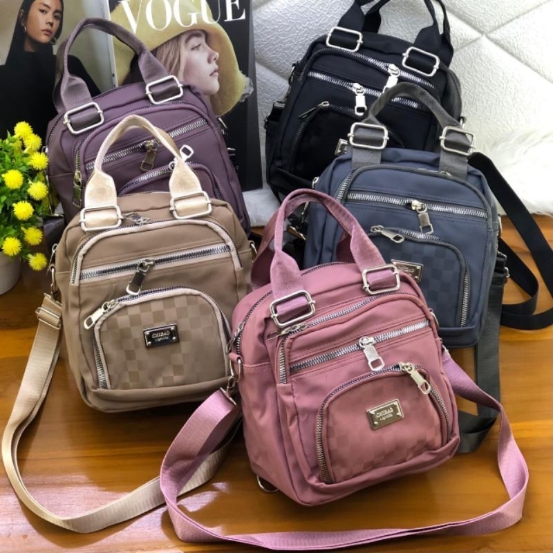 ransel chibao multifungsi / ransel 3in1 / ransel wanita / tas selempang / ransel canvas / tas kain /