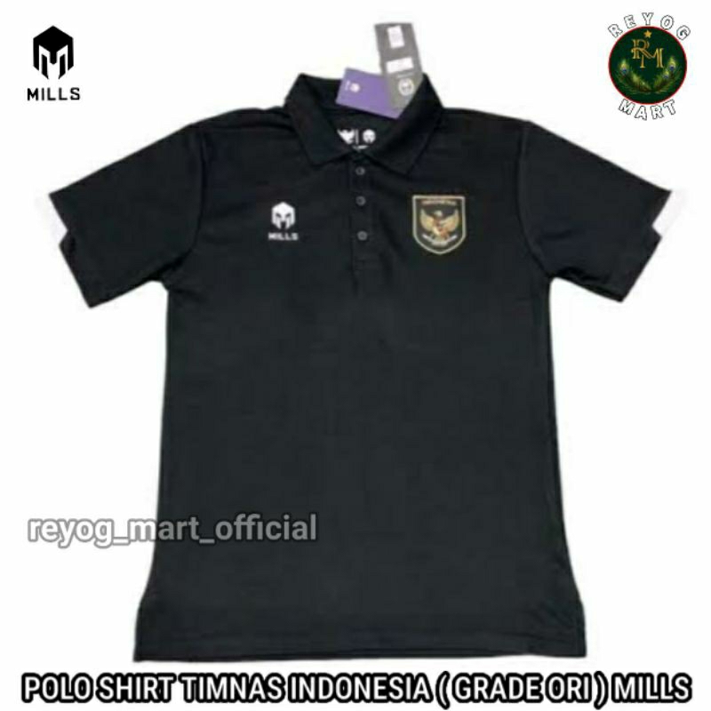 KAOS POLO TIMNAS INDONESIA THIRD HITAM 2023 - 2024 GRADE ORI PREMIUM GO MILLS