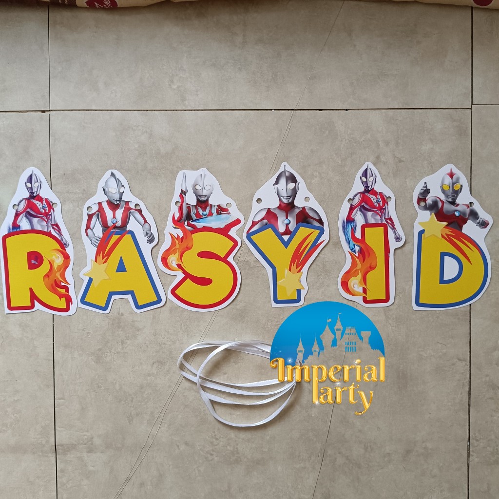 Custom Bunting Flag Banner Huruf Ultraman Ultramen