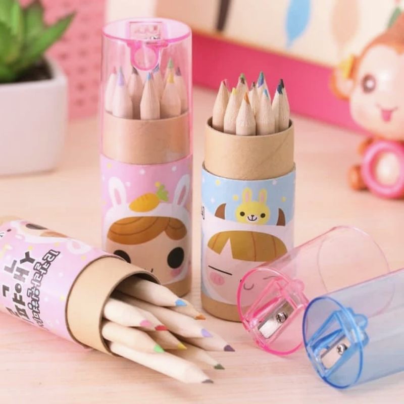 

Pensil Warna 12 in 1 Plus Serutan Pensil 12 Warna Karakter