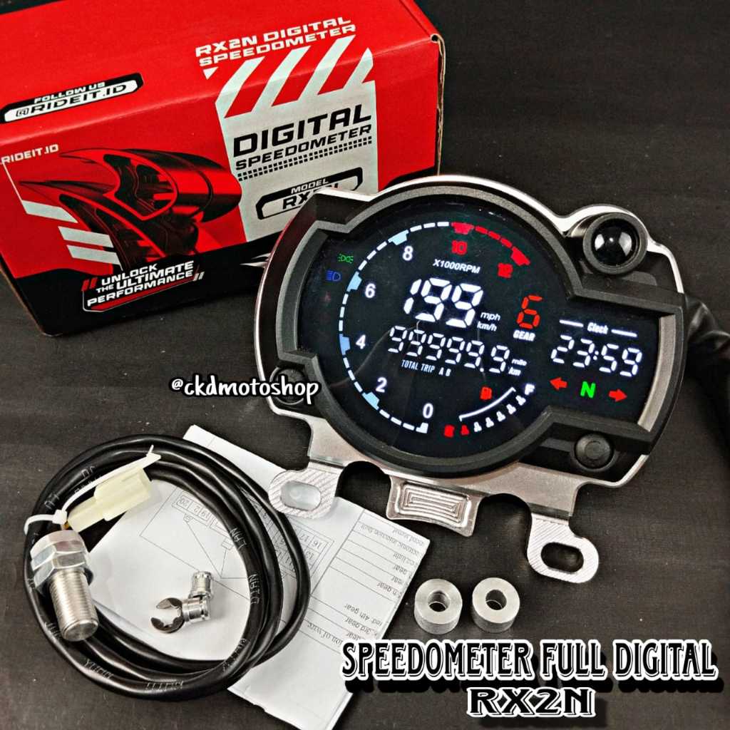 SPEEDOMETER KOSO RX2N FULL INDIKATOR DIGITAL SPEDO SPIDO KOSO RX2N SET PANGKON CNC RIDE IT GEN-02