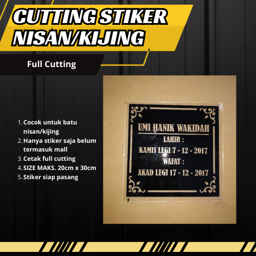 

Stiker Cutting Untuk Kijing / Batu Nisan (Bisa Custom)