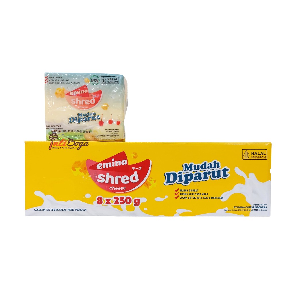 

Emina Shred Keju Mudah Diparut 250gr – Emina Cheese GROSIR BOX isi 8 x 250gr