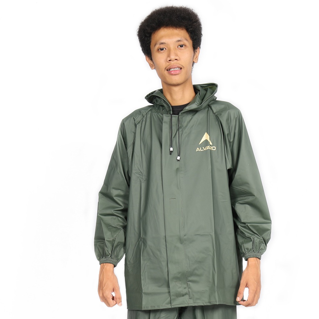 Jas Hujan Setelan Alvaro Hijau Army