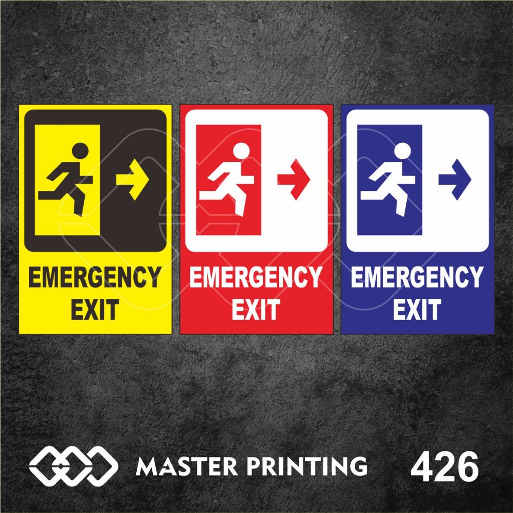 

426 - Stiker Emergency Exit, Sticker Vinyl, Premium, Tahan Air, Termurah, dan Bisa Custom