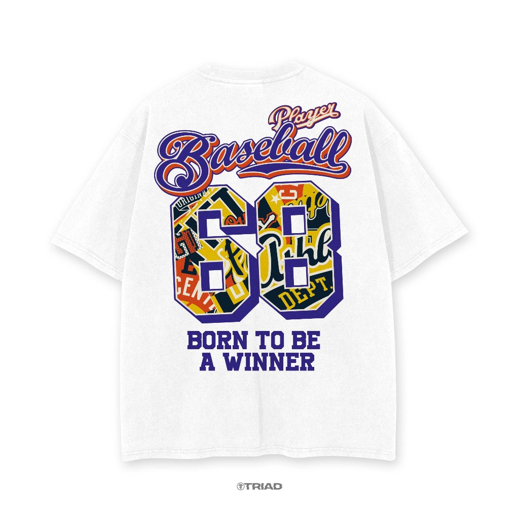 Triad T-Shirt Oversize Sixty Eight Baseball - White Kaos Oversized Unisex Tee A4219