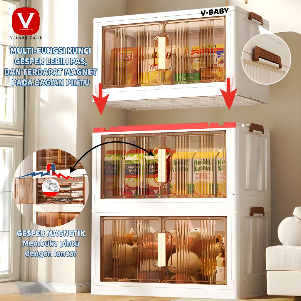 V-Baby Care/Lemari Plastik Lipat/Lemari Plastik Premium/Lemari Plastik Ada Roda/Lemari Lipat Tidak