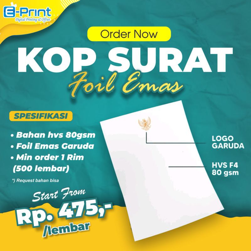 

KOP SURAT F4 FOIL GARUDA EMAS HVS 80GSM /70GSM MIN 1 RIM