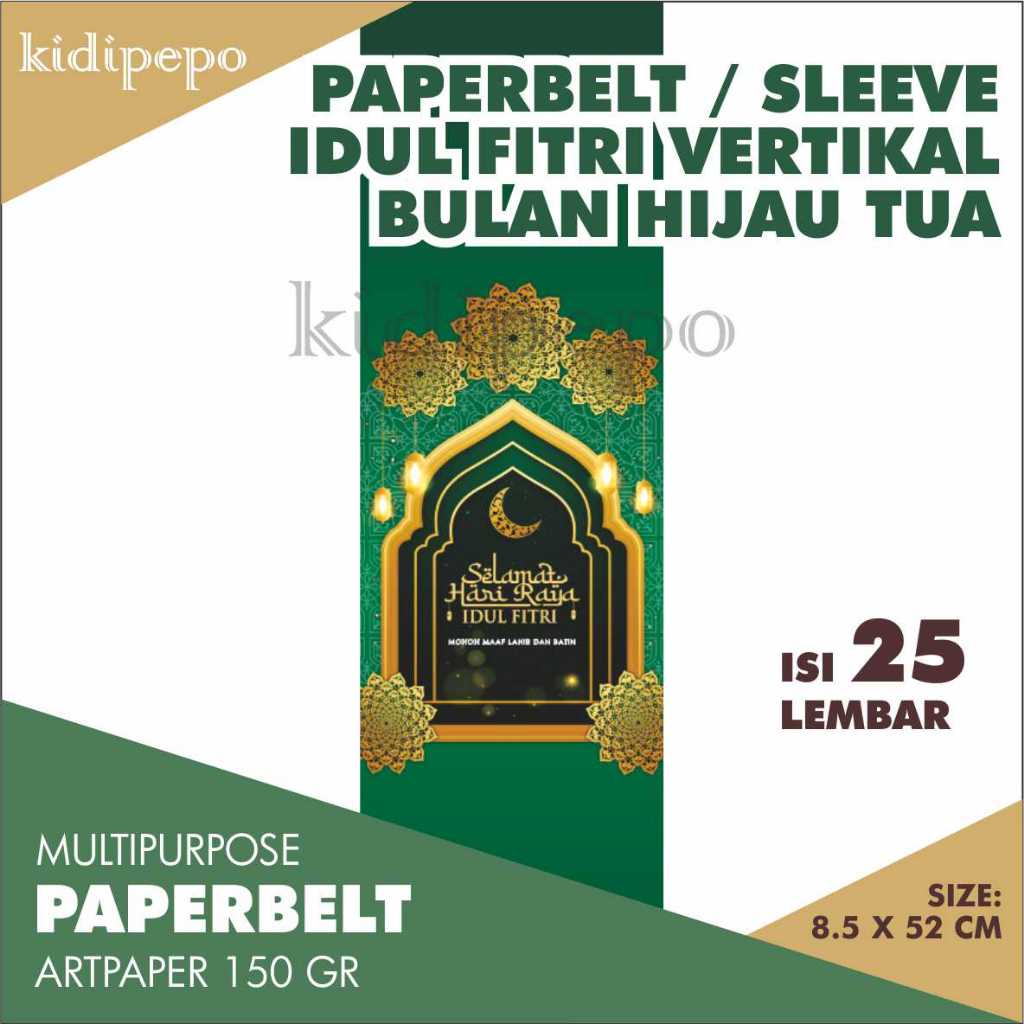 

PAPERBELT / BAN KUE IDUL FITRI VERTIKAL BULAN HIJAU TUA - ISI 25 LEMBAR