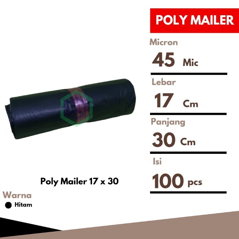 

Poly Mailer Plastik 17 x 30 Cm Packing Hitam - 100 Lembar