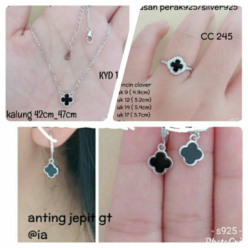 satu paket set 3 pcs perhiasan perak s925 kalunhcincinanting