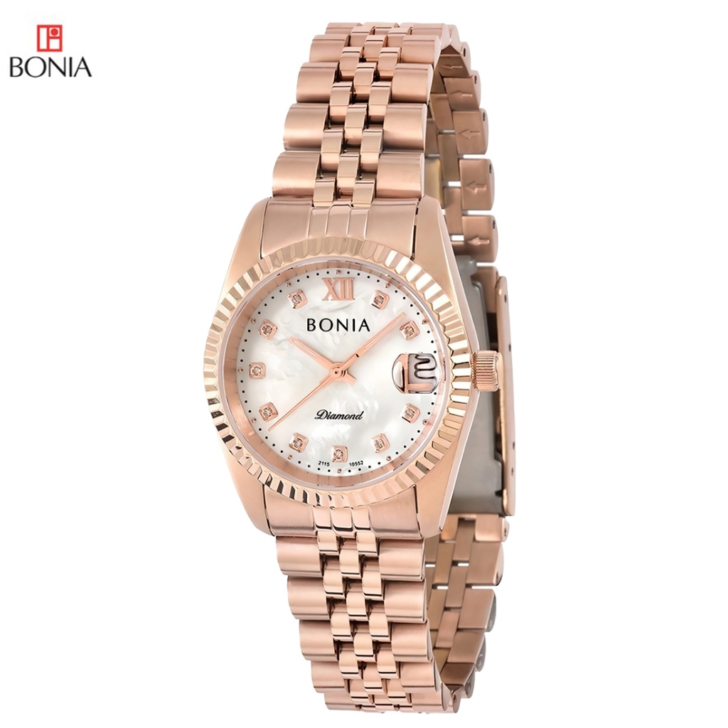 Bonia Diamond B10552-3553 Jam Tangan Analog Wanita - Rosegold - Stainless Steel