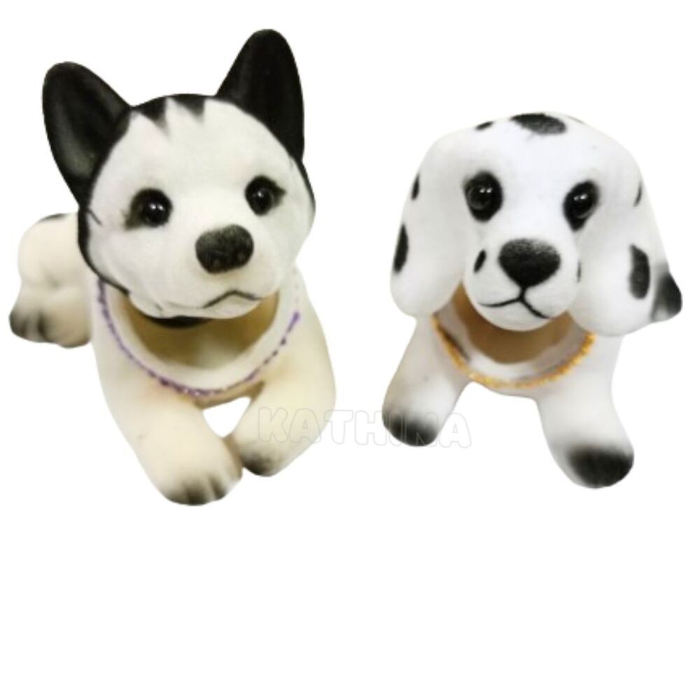 Paket Boneka Pajangan Dashboard Mobil Boneka Anjing Serigala Hitam Putih