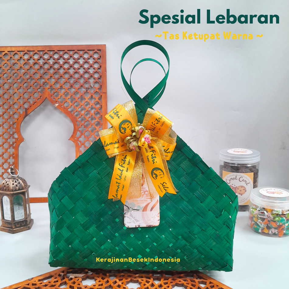 

GOODIE BAG TAS PARSEL LEBARAN IDUL FITRI 2024 FREE HANG TAG Tas ketupat 25cm x 15cm warna pita Toples tabung kue kering nastar