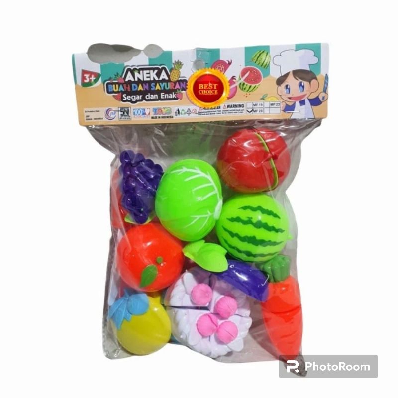 Mainan Edukasi Anak Buah Potong Magnet DanMainan Edukasi Anak Buah Potong Magnet Dan Sayur + Kue Tar