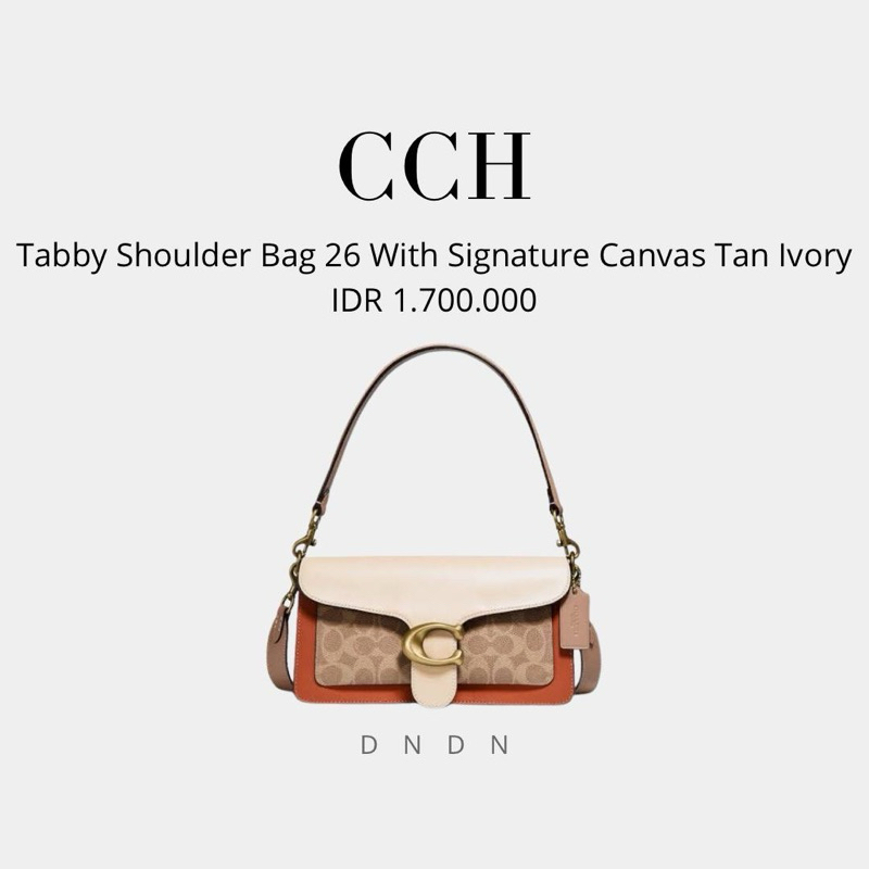 Tabby Shoulder Bag 26 With Signature Canvas Tan Ivory