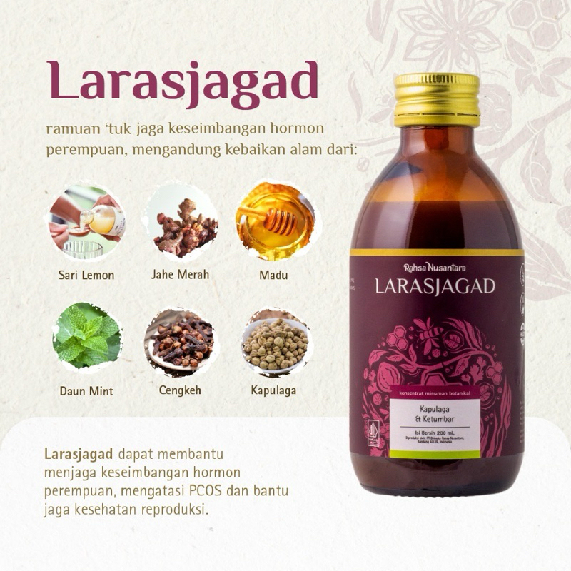 

Larasjagad | BPOM - Herbal untuk Hormon Sehat & Haid Lancar | by Rahsa Nusantara