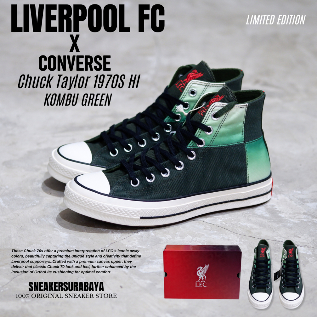 LIVERPOOL F.C X CONVERSE CHUCK TAYLOR 1970S HI KOMBU GREEN CT 70S CT 70