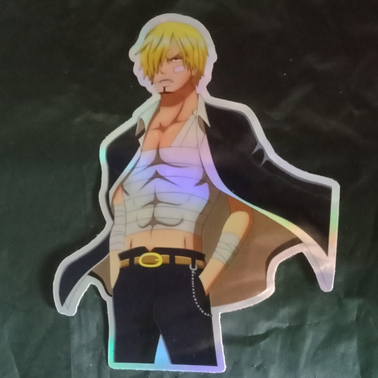 

Stiker Hologram Anime One Piece Sanji ukuran besar +- 8cm sticker laptop casing hp