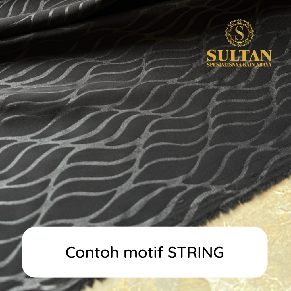 50CM EMBOS STRING MINA JET BLACK (HITAM NORMAL) ANTI UV KAIN ABAYA SULTAN