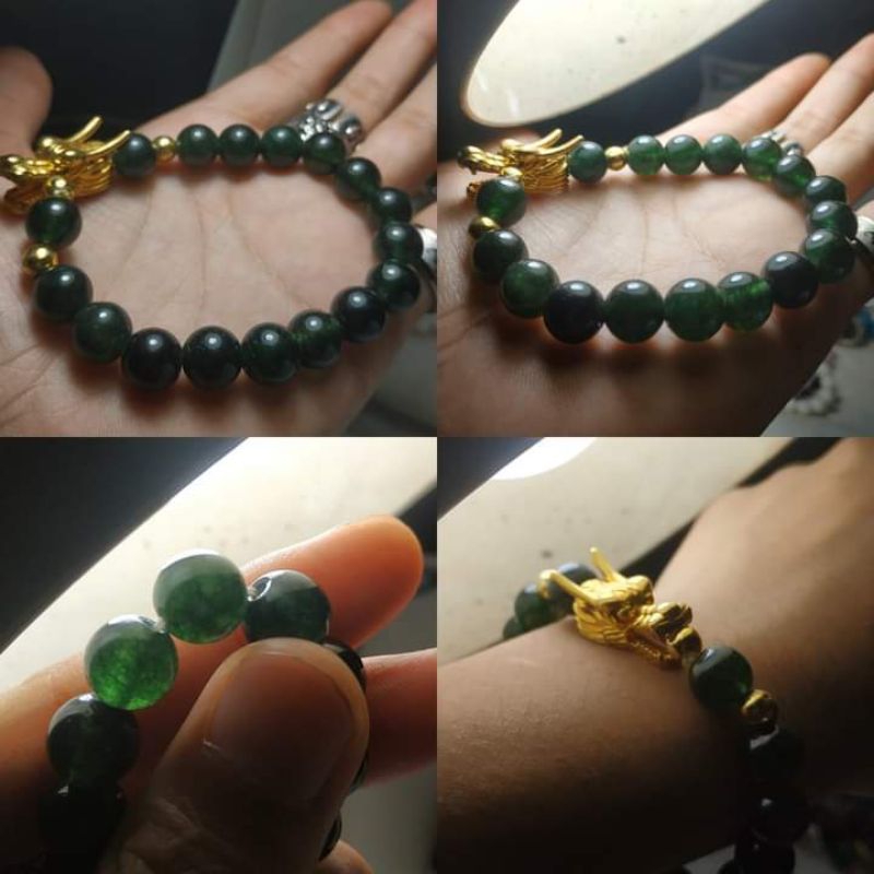 Gelang Black Jade Ukir Naga Antik