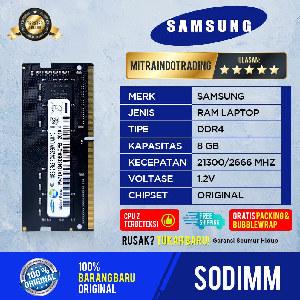 KODE S3G4 RAM SAMSUNG SODIMM DDR4 8GB PC 2666213 BERGARANSI