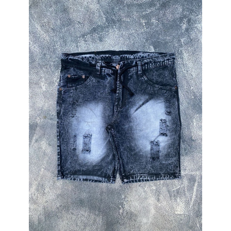 Celana Jeans Pendek Sobek Ripped | Jeans Pria Sobek Snow | Jeans Pendek sobek