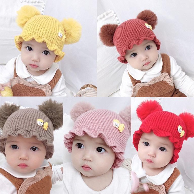 Penjualan Terbanyak TOKO12341KG 17PCS TOPI RAJUT BUCKET UNISEX BAHAN WOL LEMBUT HIASAN POMPOM KUPLUK