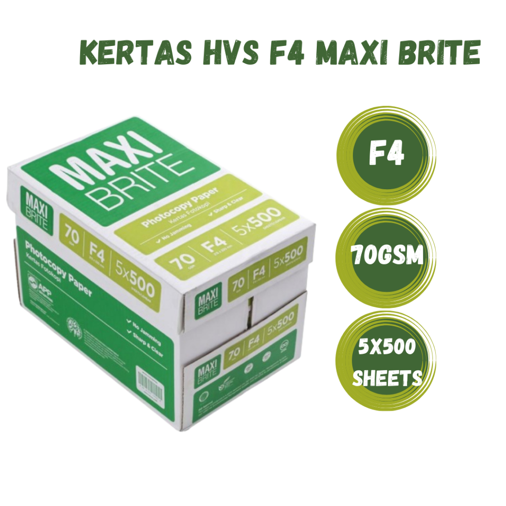 

KERTAS HVS MAXI BRITE A4 70GSM / HVS A4 70GSM / HVS A4 / MAXIBRITE / KERTAS A4 (CTN)