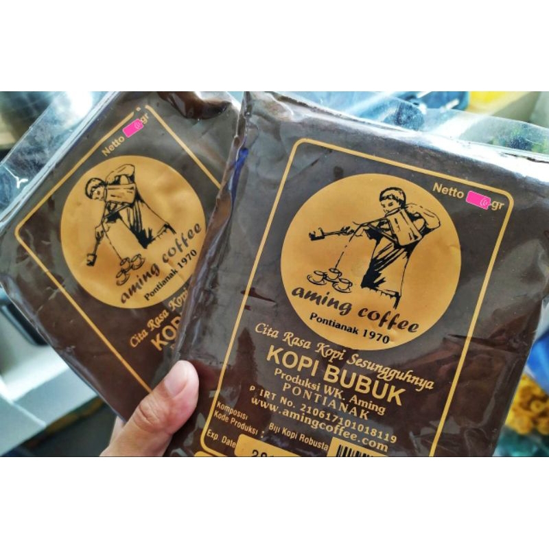 

Kopi Bubuk Robusta Asli Pontianak Kalimantan Barat Y15 Merk Aming Coffee 100 Gram