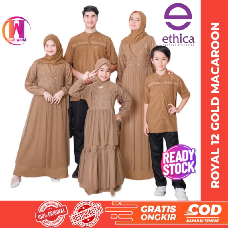 Sarimbit Ethica Royal 12 Gold Macaroon / Sarimbit Ethica 2024 / Baju Couple Keluarga / Baju Muslim C