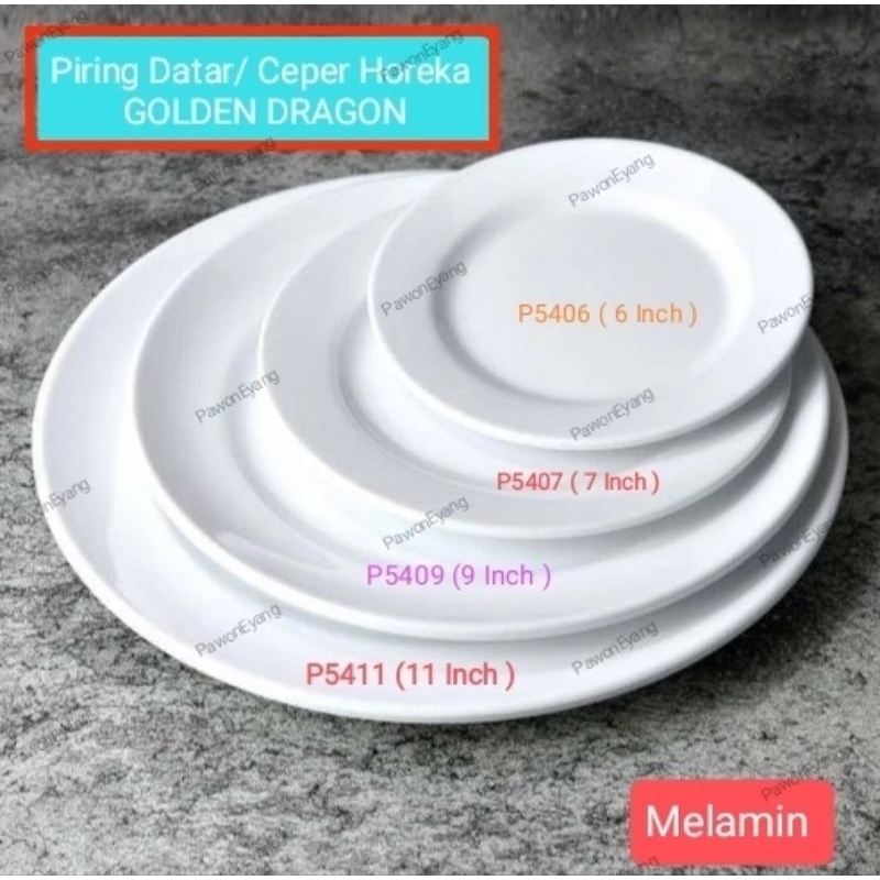 Grosir Melamin P5407 Piring ceper 7 Inch Premium Horeka Golden Dragon Glossy mirip keramik