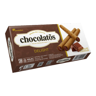 

CHOCOLATOS DELIGHT WAFER ROLL COKELAT/WAFER/HAMPERS/GIFT/ROLL/CEMILAN/SNACK/90 GRAM