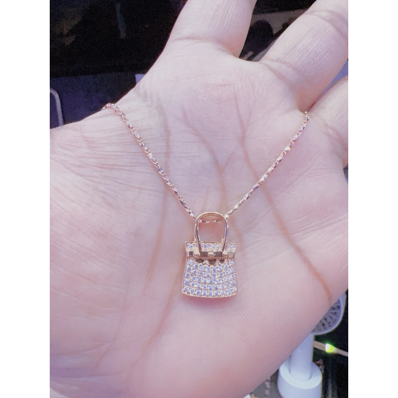 KALUNG SET LIONTIN MODEL TAS NEW ARRIVAL EMAS ASLI ROSE GOLD