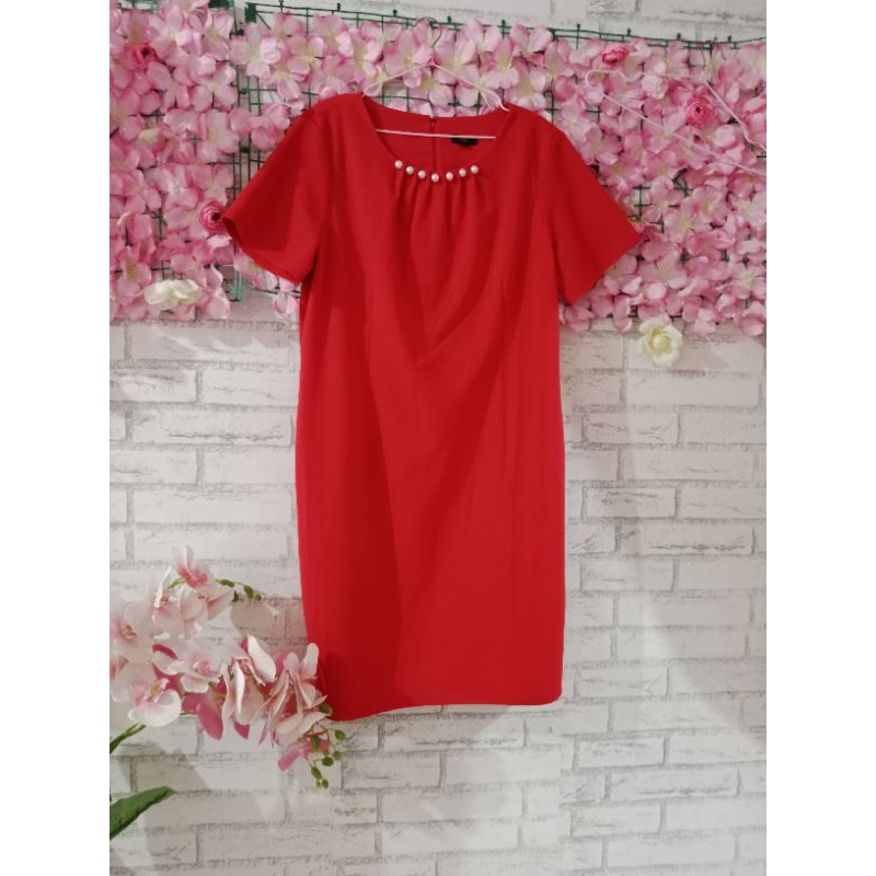 dress merah big size branded original/ dress polos merah/ dress pesta big size