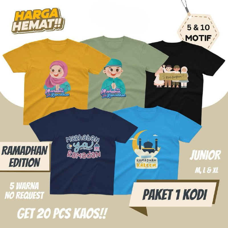 1 Kodi Kaos Anak JUNIOR RAMADHAN SERIES/Kaos Anak Cowok