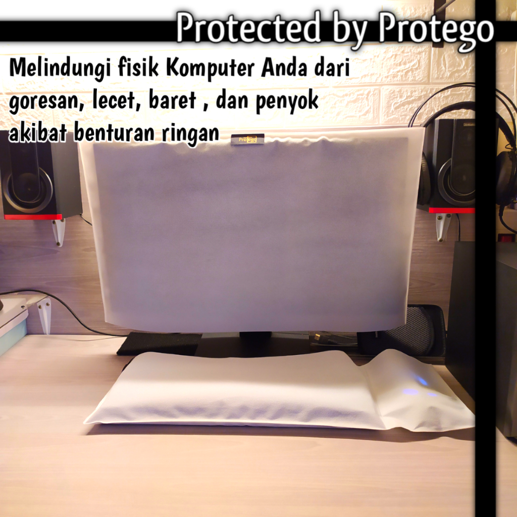 PROTEGO Cover Kain Layar Monitor Komputer PC 24 - 27 inch Sarung Penutup Anti Debu PART 2