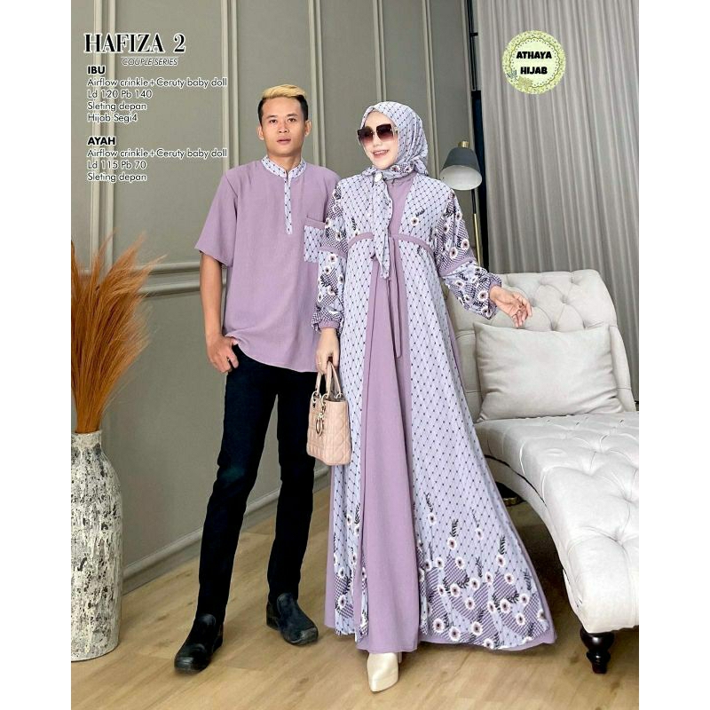 HAFIZA #2 COUPLE ORI ATHAYA HIJAB // GAMIS SET KOKO MAXY DRESS PESTA COUPLE PASANGAN TERBARU