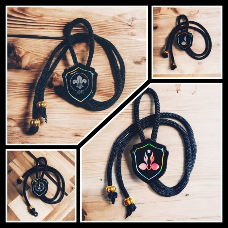 

Ring kacu pramuka umum pakai tali black holografik