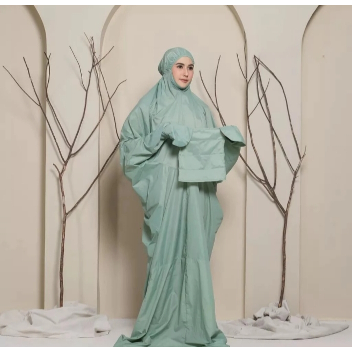 Mukena dewasa polos terusan parasut korea mukena terbaru tas serut terusan parasut