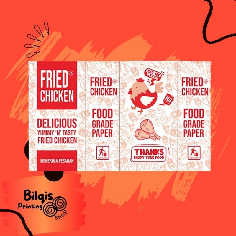 custom kantong fried chicken, paper small