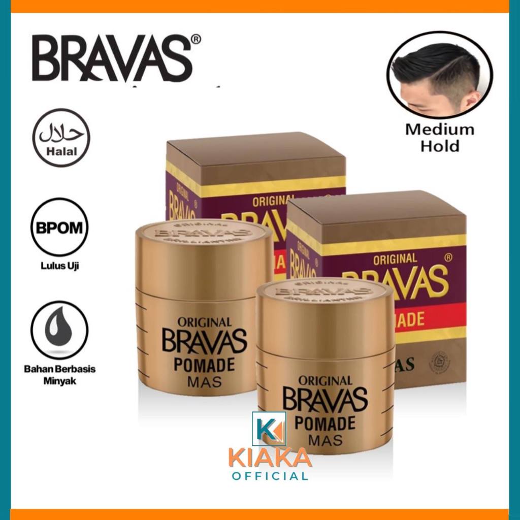 Pomade BRAVAS Halal Brilliantine MAS 80G Original BPOMMinyak Rambut Klimis Wangi Tahan Lama/ Pomade 