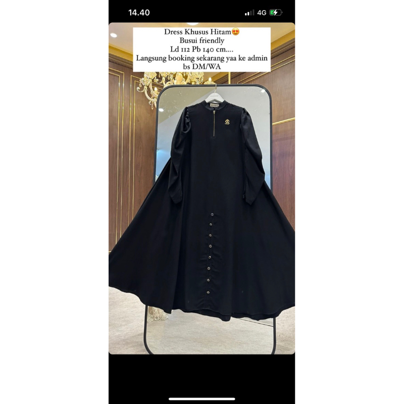ShellaSaukia Gamis Hitam Kancing bawah
