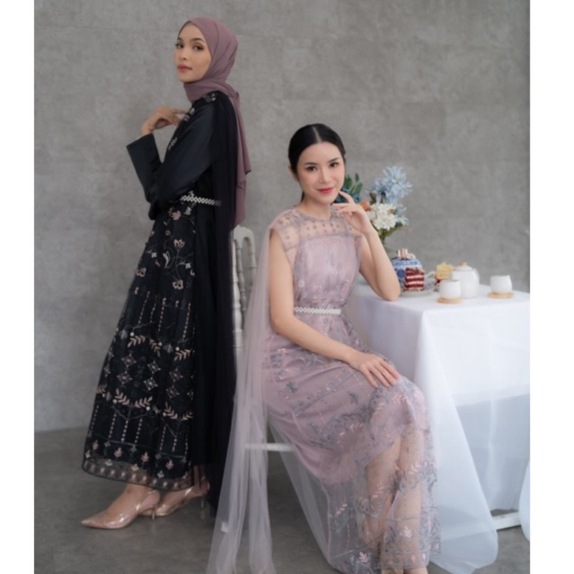 Blossom Dress by NAMÈLIS - SUDAH SATU SET DAN FREE BELT Outfit Dress Set Hijab Non Hijab untuk Pesta