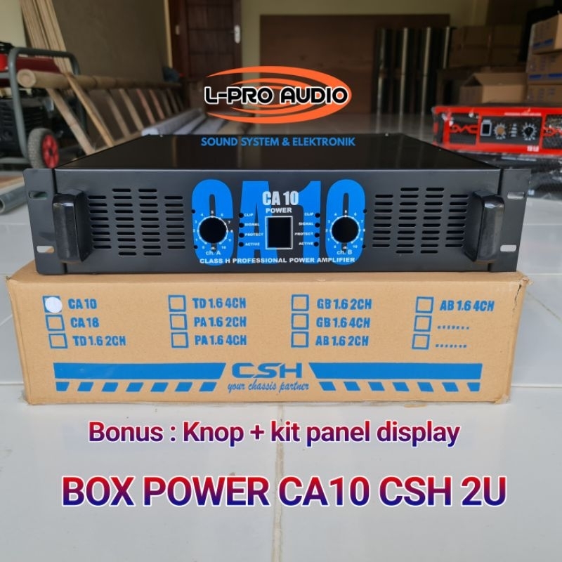 Box power amplifier CA10 2U CSH lengkap kit panel display knop handle besi