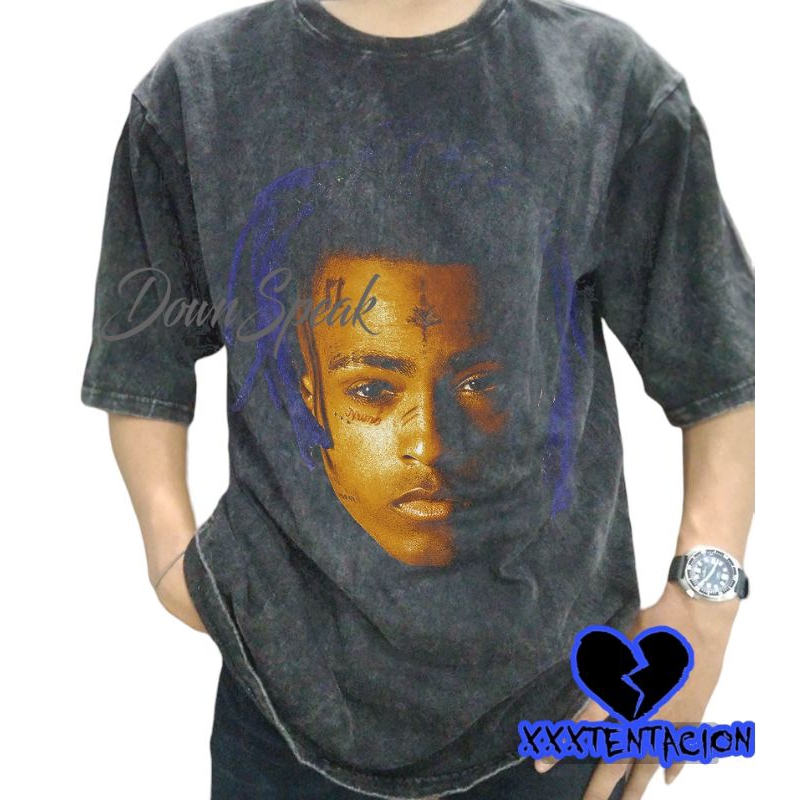 XXXTentacion Big Face Rapper Vintage Wash T-shirt/Kaos Oversize XXXTENTACION American Rapper Vintage